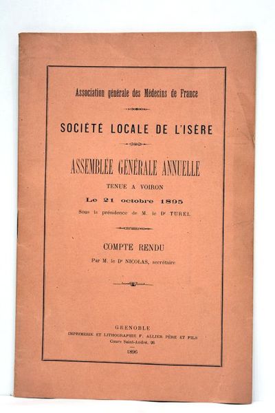 Assemblée générale annuelle tenue à Voiron le 21 octobre 1895 …