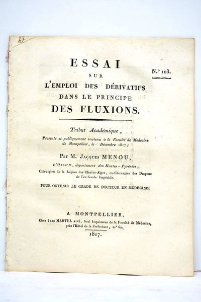 Essai sur l'emploi des dérivates dans le principe des fluxions. …