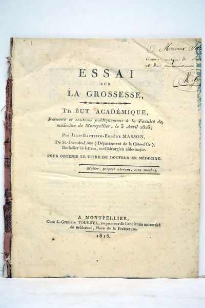 Essai sur la grossesse. Tribut académique présenté et publiquement soutenu …