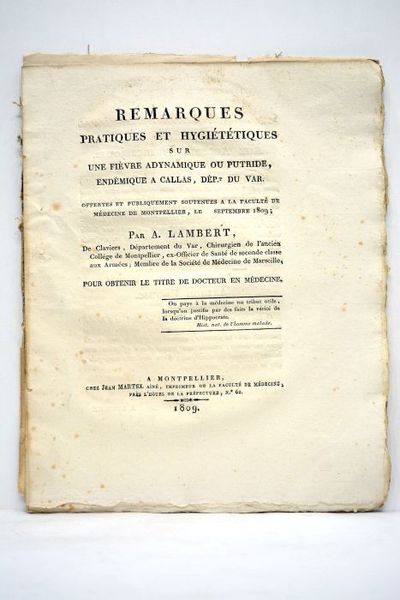 Remarques pratiques et hygiététiques sur une fièvre adynamique ou putride, …