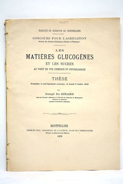 Les matières glucogènes et les sucres au point de vue …