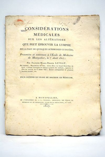 Considérations médicales sur les alterations que peut éprouver la lymphe …