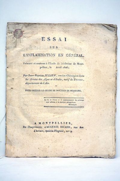 Essai sur l'inflammation en général. Présenté et soutenu à l'Ecole …