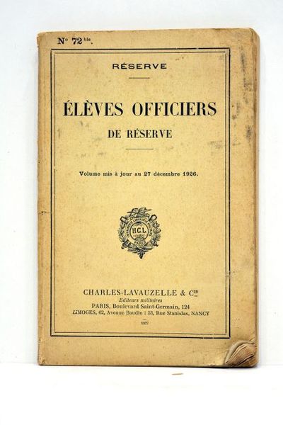 RESERVE. Elèves officiers de réserve. Volume mis à jour au …