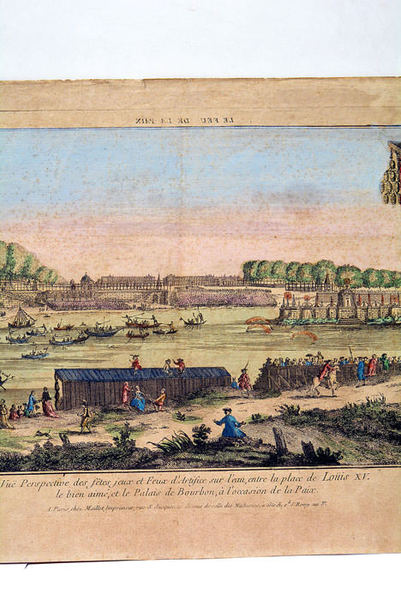 FEUX DE LA PAIX (Les). Vuë Perspective des fêtes, jeux …