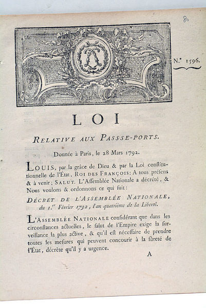 LOI RELATIVE AUX PASSE-PORTS.