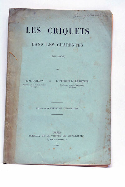 Les criquets dans les charentes. (1901-1902). Extrait de la Revue …