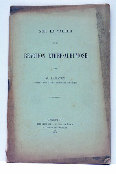 Sur la valeur de la réaction éther-albumose.