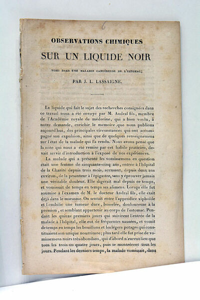 Observations Chimiques sur un Liquide Noir vomi dans une Maladie …