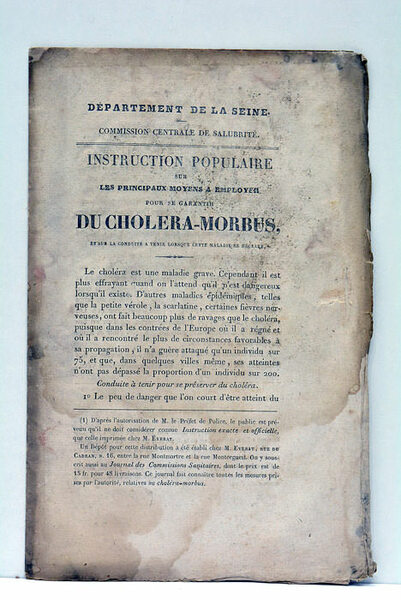 DÉPARTEMENT DE LA SEINE. COMMISSION CENTRALE DE SALUBRITÉ. INSTRUCTION POPULAIRE …