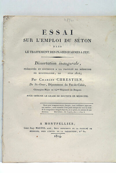 Essai sur l'emploi du séton dans le traitement des plaies …