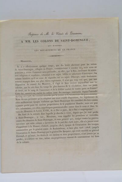 Réponse à MM. Les Colons de Saint-Domingue, qui habitent les …