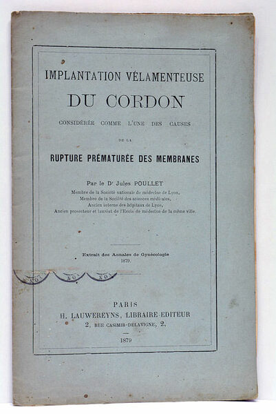 Implantation vélamenteuse du cordon considérée comme l'une des causes de …