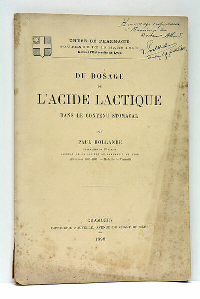 Du dosage de l'acide lactique dans le contenu stomacal.