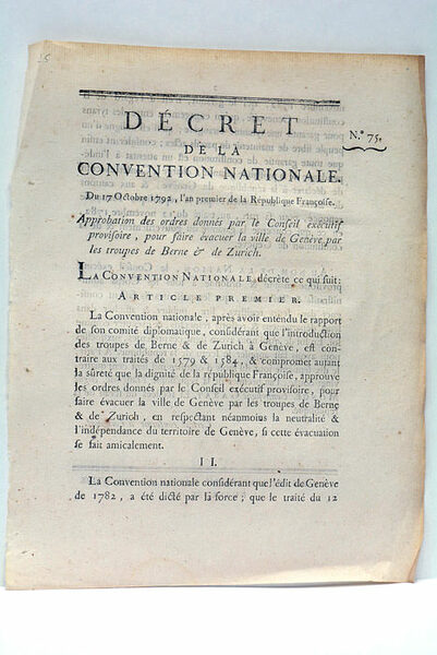 DÉCRET DE LA CONVENTION NATIONALE. DU 17 OCTOBRE 1792, L'AN …