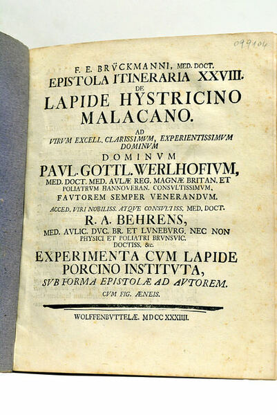 Epistola itineraria XXVIII. De lapide hystricino malacano.