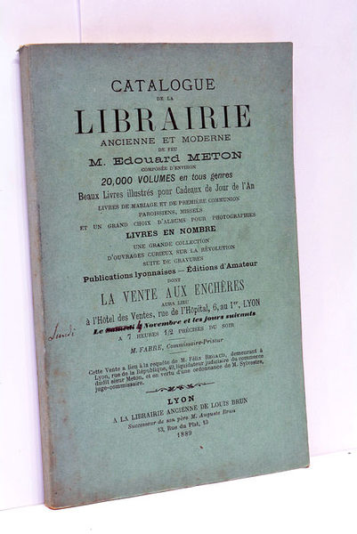 CATALOGUE de la Librairie Ancienne et Moderne de Feu Edouard …