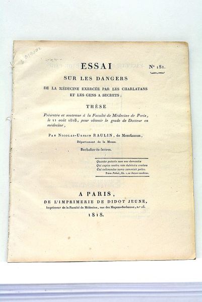 Essai sur les Dangers de la Médecine exercée par les …