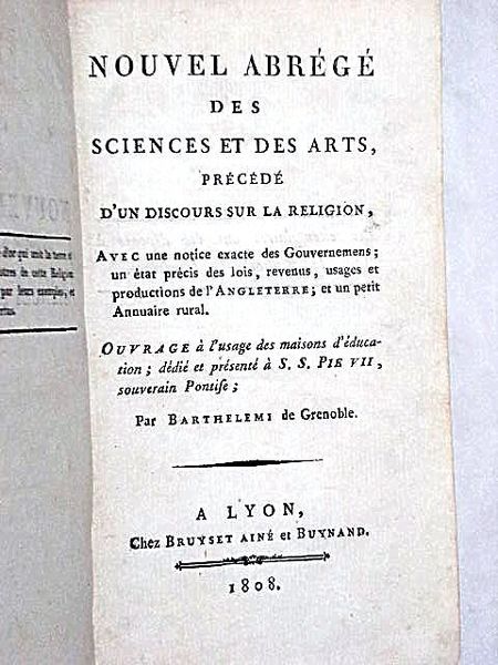 Nouvel Abrégé des Sciences et des Arts, précédé d'un discours …