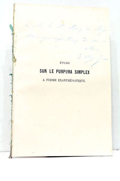 Etude sur le Purpura Simplex à forme exanthématique.