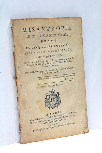 Misantropie et Repentir, drame en cinq actes, en prose, traduit …