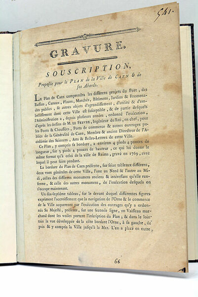 Gravure. Suscription proposée pour le Plan de la Ville de …