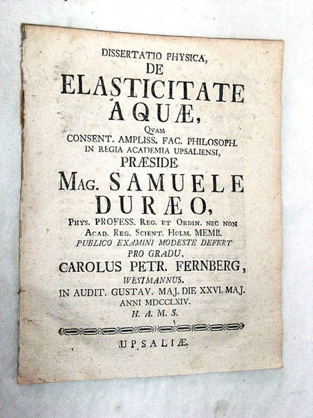 Dissertatio physica de Elasticitate Aquae.