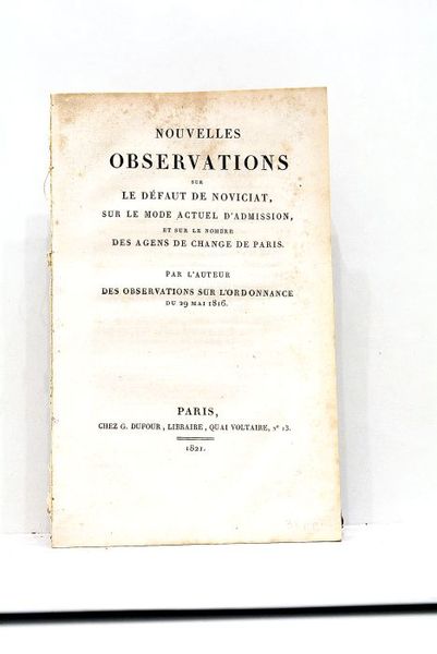 NOUVELLES OBSERVATIONS sur le Défaut de Noviciat, sur le Mode …