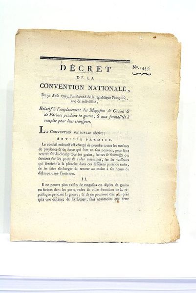 DÉCRET DE LA CONVENTION NATIONALE du 31 août 1793, l'an …