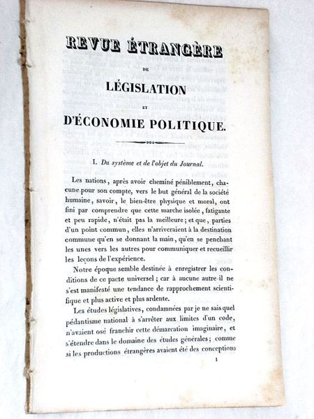 REVUE ETRANGERE de Législation et d'Economie Politique.