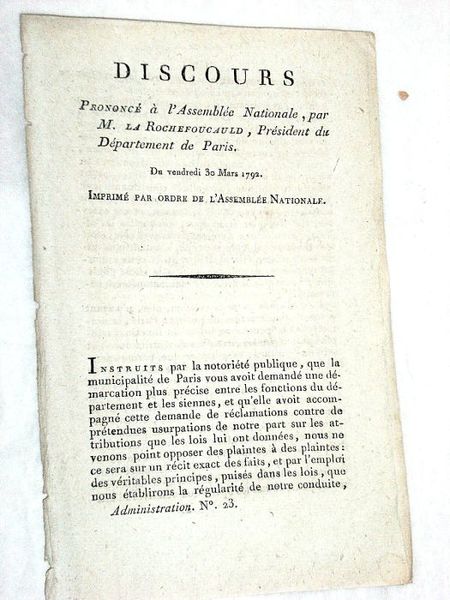 Discours prononcé à l'Assemblée Nationale, par M. La Rochefoucauld, président …