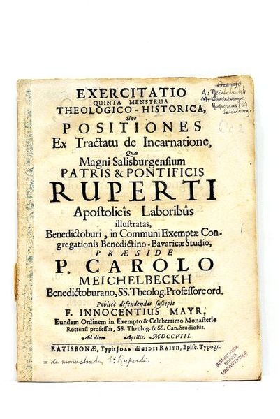 Exercitatio Quinta Menstrua Theologico-Historica, Sive Positiones Ex Tractatu de Incarnatione, …
