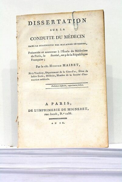 Dissertation sur la Conduite du Médecin dans le diagnostic des …