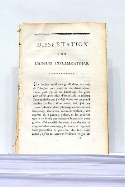 Dissertation sur l'Angine Inflammatoire, présentée et soutenue à l'Ecole de …