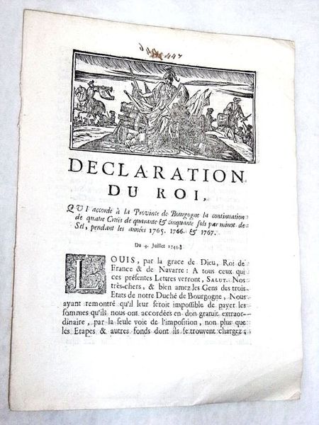 DECLARATION DU ROI, Qui accorde à la Province de Bourgogne …