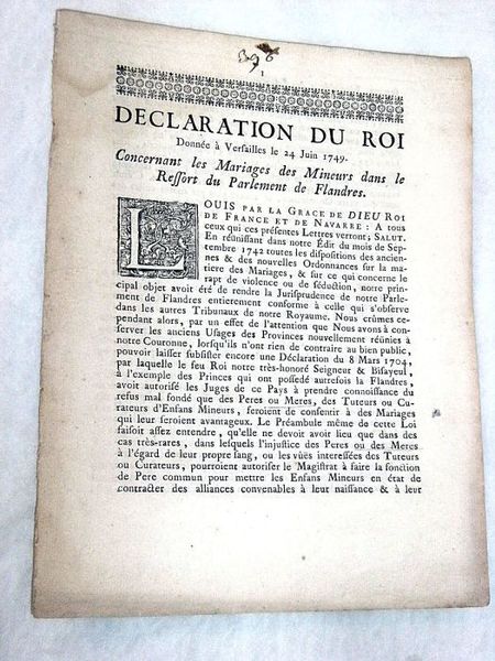 DECLARATION du Roi, donnée à Versailles le 24 Juin 1749. …