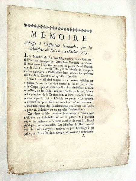 MEMOIRE adressé à l'Assemblée Nationale, par les Ministres du Roi, …