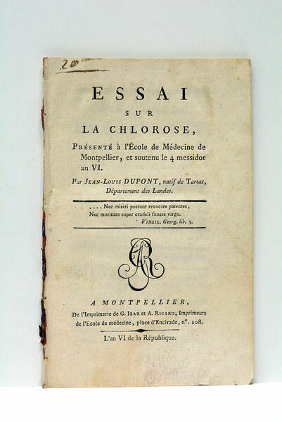 Essai sur la Chlorose.