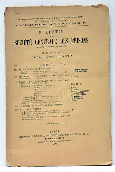 BULLETIN de la Société Générale des Prisons (Autorisée par arrêté …