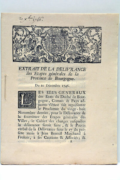 EXTRAIT DE LA DÉLIVRANCE DES ETAPES GÉNÉRALES DE LA PROVINCE …