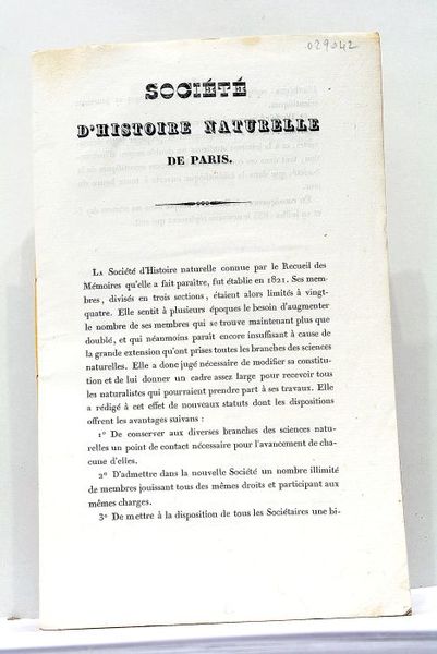 REGLEMENT de la Société des Sciences Naturelles de France.