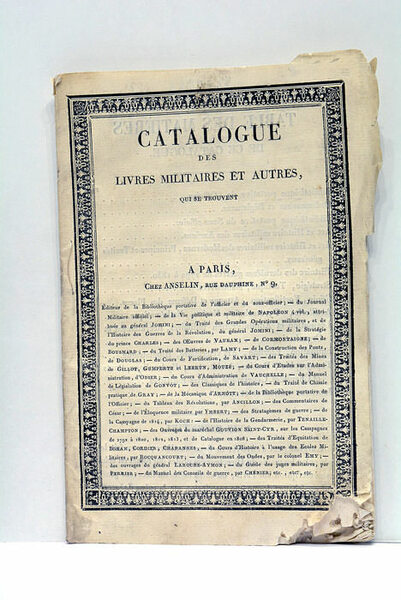 CATALOGUE DES LIVRES MILITAIRES ET AUTRES, QUI SE TROUVENT À …