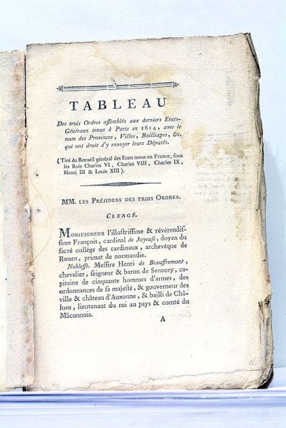 TABLEAU des Etats-Généraux tenus à Paris en 1614. Avec le …