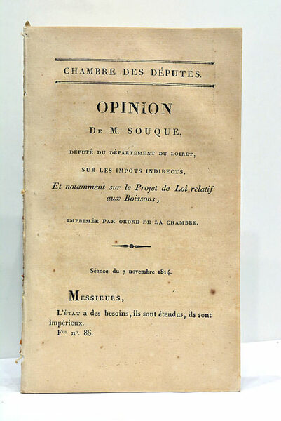Opinion sur les impôts indirects, et notamment sur le Projet …