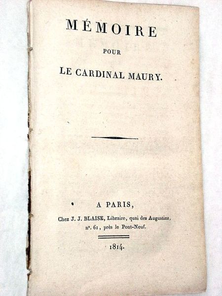 Mémoire pour le cardinal Maury.