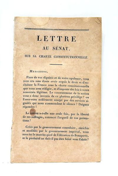 LETTRE au Sénat, sur sa charte constitutionnelle.
