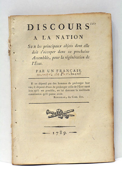 DISCOURS à la Nation sur les principaux objets dont elle …