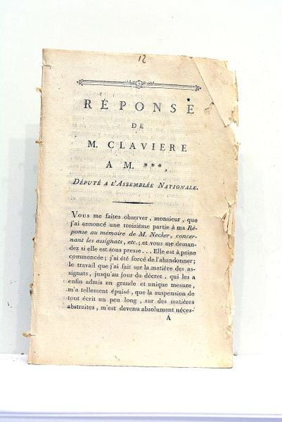 Réponse à M. ***, député à l'Assemblée Nationale.