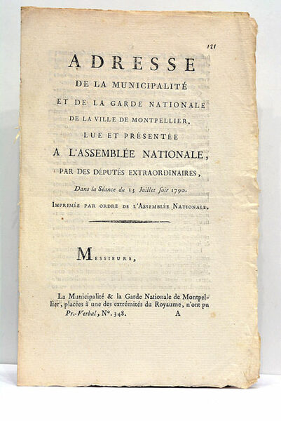 ADRESSE de la Municipalité et de la Garde Nationale de …