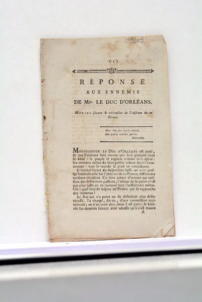RÉPONSE aux ennemis de Mgr. le duc d'Orléans. Motifs secrets …